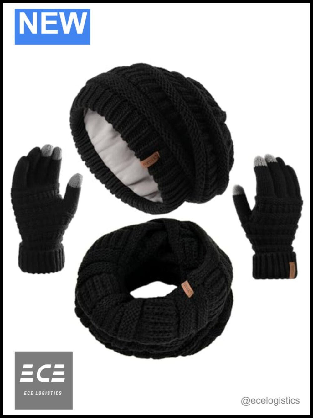 FURTALK Women's Winter Knit Beanie Scarf Touchscreen Gloves 3-Piece Set